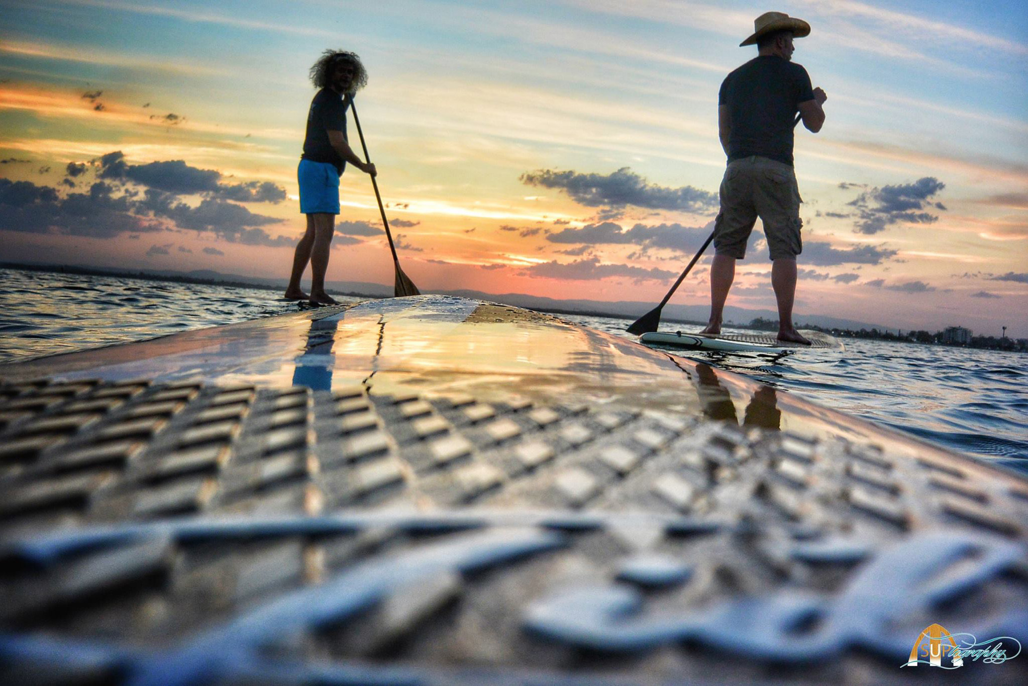 group of paddle boarders