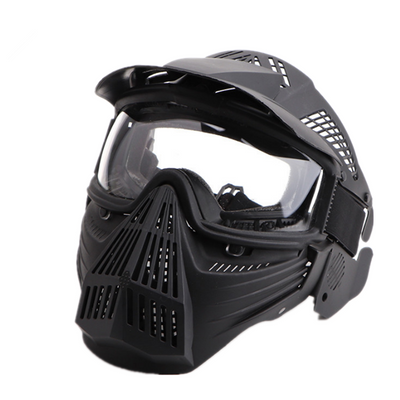 Airsoft Full Face Mask with Plastic Lens in Black