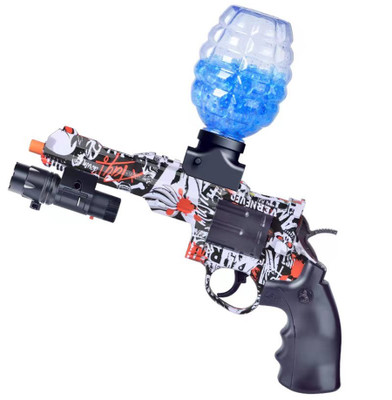 Gel Ball Blaster Revolver Fully Auto Rechargeable in Graffiti White
