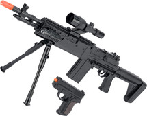 Cyma P1160 Spring M249 Support Rifle and Pistol Set in Black (P1160-BLK)