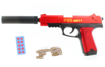 Shell Ejecting Pistol P85 MK11 in Red With Silencer