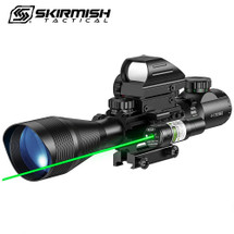 Skirmish Tactical 4-12X50 Rifle Scope + Red Dot + Green Laser Combo Holographic Sight