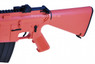 Close-up of the stock and grip on the Double Eagle M805B1 Electric BB Gun Airsoft Rifle in Blue Close-up of the stock and grip on the Double Eagle M805B1 Electric BB Gun Airsoft Rifle in Blue