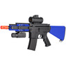 Close-up side view of the scope and rail on the Double Eagle M805B1 Electric BB Gun Airsoft Rifle in Blue Close-up side view of the scope and rail on the Double Eagle M805B1 Electric BB Gun Airsoft Rifle in Blue