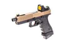 Vorsk EU17 Tactical Gas Blowback Pistol With Sight & Tan Top Slide (VGP-01-05-BDS)