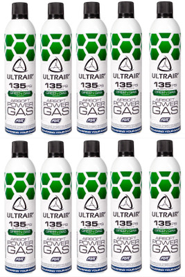 ASG ULTRAIR Power Gas with Silicone 570 ml 135Psi (10 Pack in Green)