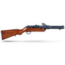 Snow Wolf SW-21 - Bergmann MP 18 Airsoft Rifle in Blue, full side view with wooden stock on white