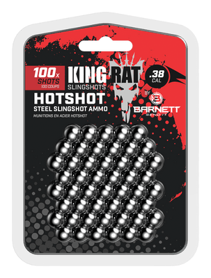 Barnett King Rat Steel Hotshot Slingshot Ammo 100 x .38 Cal (9.5mm) (BAR50021)