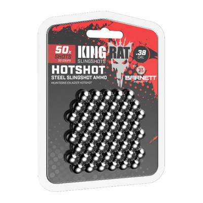 Barnett King Rat Steel Hotshot Slingshot Ammo 50 x .38 Cal (9.5mm) (BAR50020)