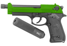 SRC SR92 X2 Gas Airsoft Pistol with Silencer in Green