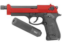 SRC SR92 X2 Gas Airsoft Pistol with Silencer in Red