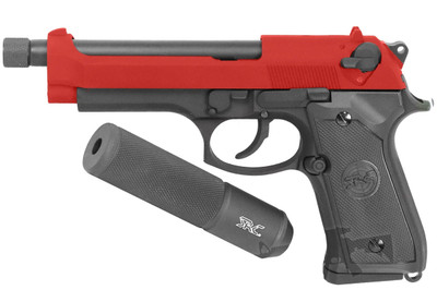 SRC SR92 X2 Gas Airsoft Pistol with Silencer in Red