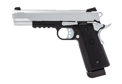 Raven Hi-Capa R14 GBB Pistol with Rails in Black & Sliver