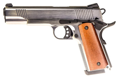 Raven M1911 - MEU GBB Pistol in Brushed Aluminium with Wood Grips (RGP-02-25)