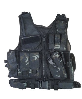 Kombat Uk Cross Draw Tactical Vest In Black Camo