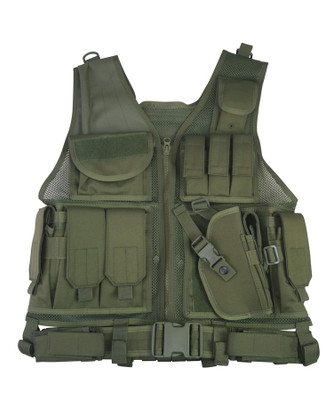 Kombat Uk Cross Draw Tactical Vest In Army Green