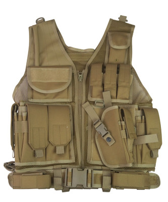 Kombat Uk Cross Draw Tactical Vest In Desert Tan