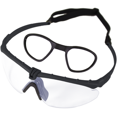 Nuprol Battle Pro’s Protective Eyewear With Insert– Black Frame / Clear Lens (6042-BKCL-OPT)