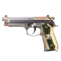 WE M92F Calico Jack Gas Blowback Pistol in Chrome & Gold