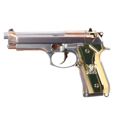 WE M92F Calico Jack Gas Blowback Pistol in Chrome & Gold