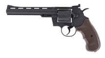Hwasan 1312 Co2 Metal Revolver 6" in Black with Brown Grip
