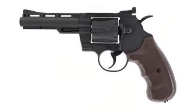 Hwasan 1312 Co2 Metal Revolver 4" in Black with Brown Grips