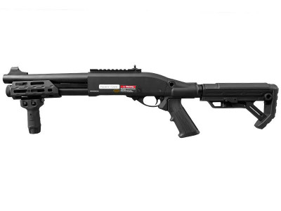 Golden Eagle M870 M-Lok Tri-Shot Gas Pump Action Airsoft Shotgun in Black