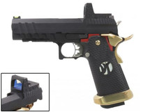 Armorer Works Hi-Capa GBB Pistol RMR Plate, Black Slide & Gold Barrel - (AW-HX2601)
