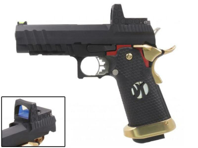Armorer Works Hi-Capa GBB Pistol RMR Plate, Black Slide & Gold Barrel - (AW-HX2601)
