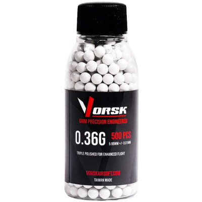 Vorsk 6mm Precision Airsoft BB Pellets 0.36g x 500 rounds bottle