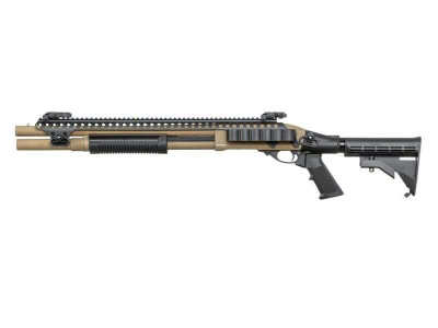 Golden Eagle M8874 - M870 AR Tactical Tri-Shot Gas Pump Action Shotgun in Tan