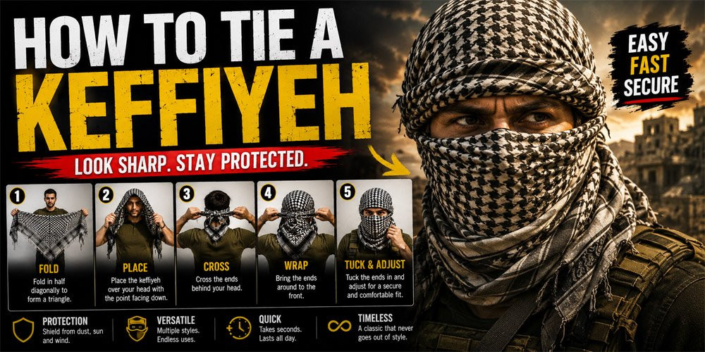 how to tie a keffiyeh Arab Shemagh Scarves
