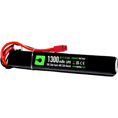Nuprol LiPo Airsoft Battery 1300mAh 11.1v 20c (Stick with Deans Connector)