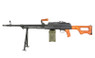 A&K PKM Airsoft rifle with sound drum magazine in Real Wood Finish