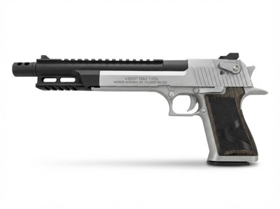 Armorer Works 10" Desert Eagle Aluminium Conversion Kit - (AW-K00006) fitted to a pistol, side view on white.