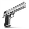 Cybergun Desert Eagle .50AE GBB Pistol in Silver with Carry Case, low front three-quarter view Cybergun Desert Eagle .50AE GBB Pistol in Silver with Carry Case, low front three-quarter view