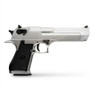 Side profile of the Cybergun Desert Eagle .50AE GBB Pistol in Silver with Carry Case on a white background. Side profile of the Cybergun Desert Eagle .50AE GBB Pistol in Silver with Carry Case on a white background.