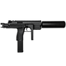 Right profile view of the VORSK VMP-1X SMG Gas BlowBack Semi Auto Only SMG in Black/Red with folded stock. Right profile view of the VORSK VMP-1X SMG Gas BlowBack Semi Auto Only SMG in Black/Red with folded stock.