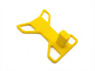 Black GBB Pistol Display Stand - EU & Hi-Capa shown in yellow, angled close-up of mounting post and cutout base.
