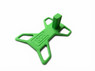 High-angle view of an Airsoft GBB Pistol Display Stand in Green (EU & Hi-Capa Etc) isolated on a white background.