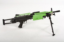 A&K M249 SAW Electric Rifle with Retractable Stock & Bipod in Green