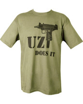 Uzi T-Shirt - Uzi Does It in olive green