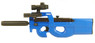 Side profile of the Well D90H Fully Auto P90 replica inc Target In Blue