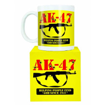 AK47 automatic machine gun mug in yellow