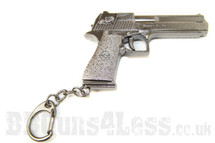 Pistol gun Keyring in solid metal