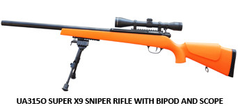 UHC Super X9 Sniper Rifle with Scope & Bipod in orange