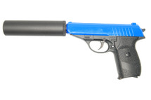 Galaxy G3A Full Metal Pistol with silencer in blue