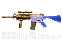 Yika M16 A9 Spring rifle with mock scope in blue