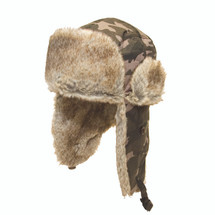 Camo trapper hat with fur trim & Fur Ear Flaps