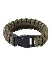 Kombat Expandable Paracord Bracelet with whistle in olive green